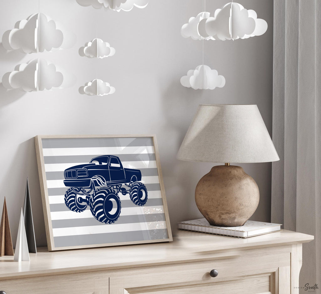 Big boy bedroom trucks, boys truck theme, monster truck theme bedroom wall art, monster truck prints for boys, truck art, truck decor boys