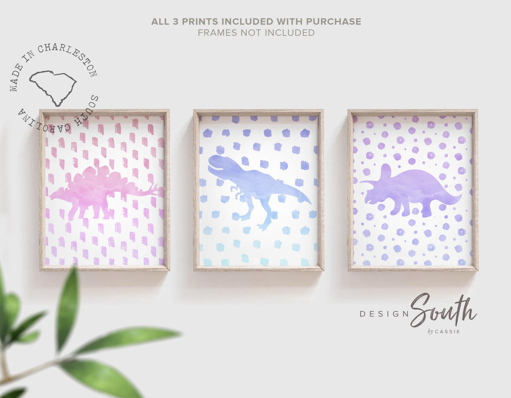 Girl dinosaur art, dinosaur prints for girls, trendy pattern pink girl dinosaurs, art prints dinosaur girl theme, girl room decor modern art