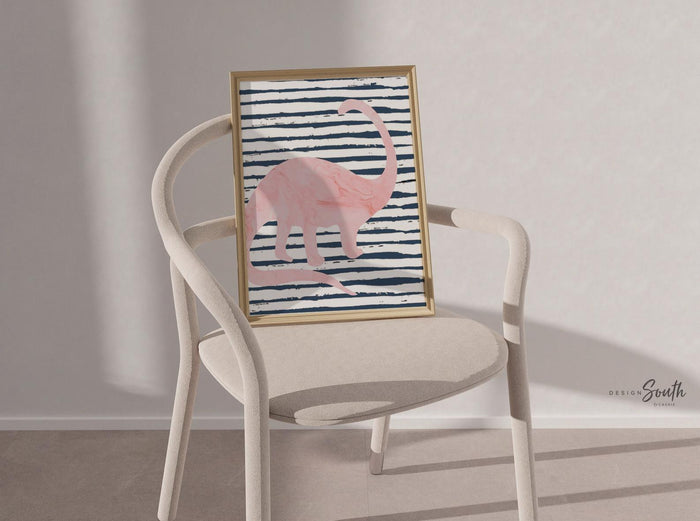 Little girl room pink & navy blue, dinosaur lover girl signs with name, rainbows hearts dots dinosaurs print set, dinosaur girl gallery wall
