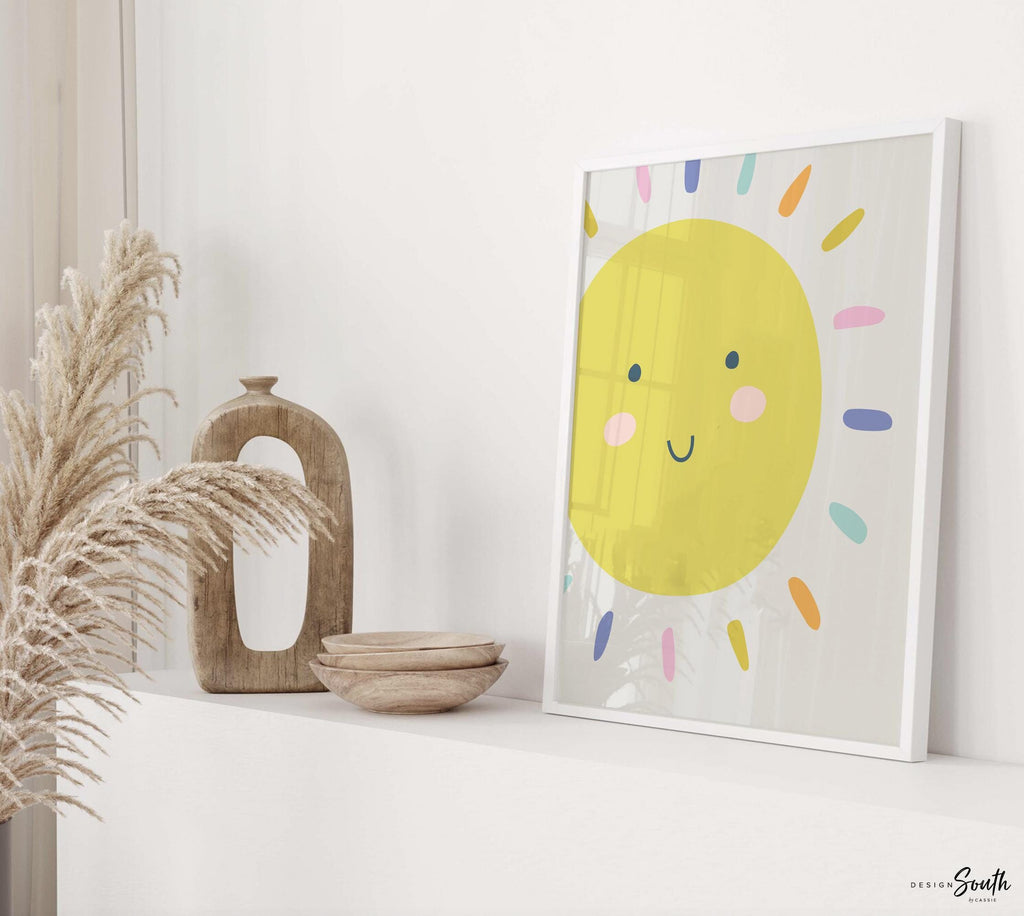 Bright pastel gender neutral nursery art, raincloud nursery art, pastel unisex nursery decor, modern trendy gender neutral nursery wall art