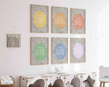 Childrens wall art, inspirational quote print wall art, kids strong quotes art prints, colorful wall art for children&#39;s bedrooms, child art