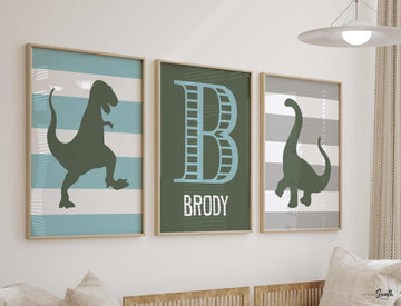 Dinosaur nursery decor, dinosaur prints, boys dinosaur room, dinosaur nursery, green blue gray boys bedroom decor, dinosaur gift little boy