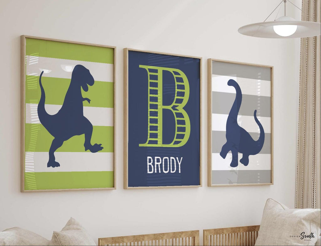Little boy's bedroom wall ideas, gray and navy dinosaur decor, boys nursery art dinosaurs, bedroom wall print dinosaur, dinosaur shower gift