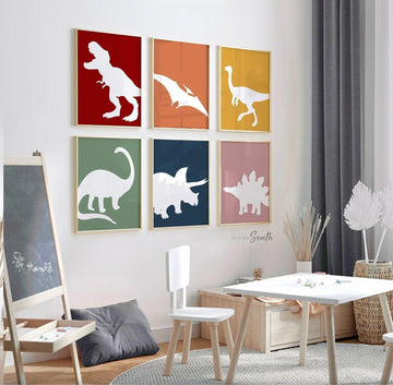 Modern neutral dinosaurs, kid dinosaur art, childrens wall art gender neutral dinosaurs, neutral dinosaur wall art for children bedroom