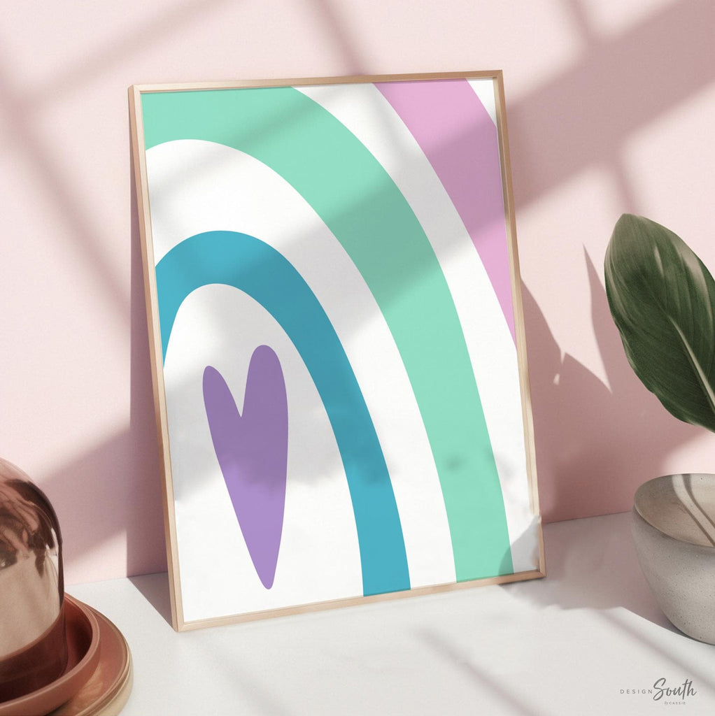 Girl rainbow posters, rainbow wall art for girl bedroom, decor for girl room, kids room wall, rainbow wall decorations, sunshine nursery art