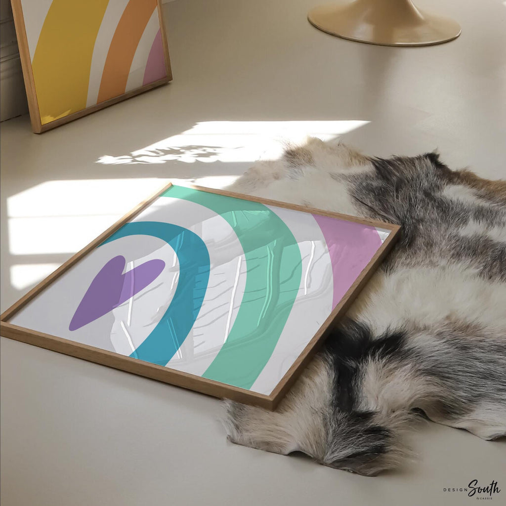 Girl rainbow posters, rainbow wall art for girl bedroom, decor for girl room, kids room wall, rainbow wall decorations, sunshine nursery art