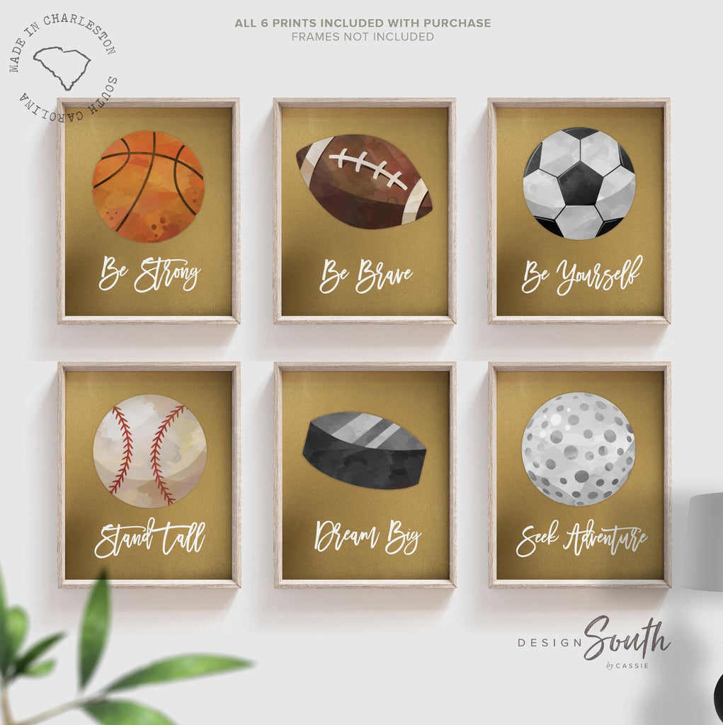 Sports wall art prints for kids, boys nursery decor sports theme, baby shower sports gift boy, sports collection wall pictures boys bedroom
