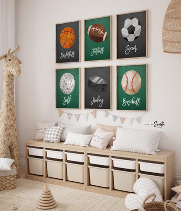 Baby shower sports theme boy gift, sports nursery decor, birthday sports gift, athletic decor kids room, playroom wall ideas sports lover