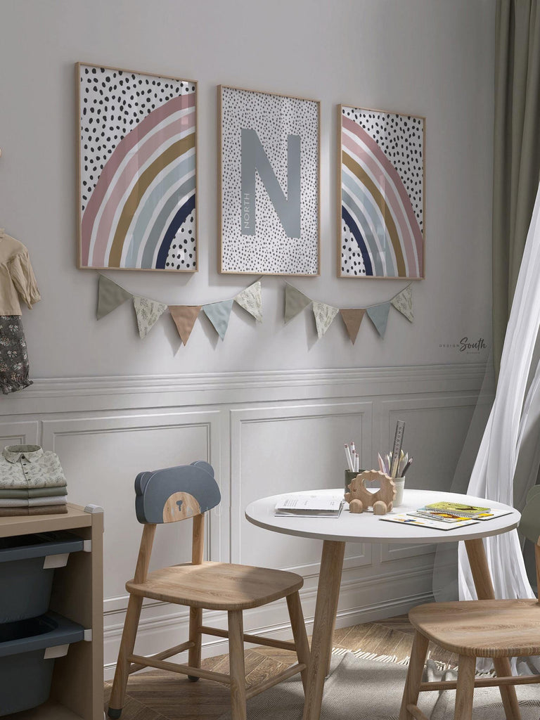 Neutral baby shower gift personalized, boho rainbow, rainbow theme, rainbow wall decor, rainbow nursery decor, mauve nursery gender neutral