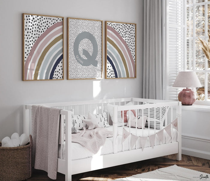 Neutral baby shower gift personalized, boho rainbow, rainbow theme, rainbow wall decor, rainbow nursery decor, mauve nursery gender neutral