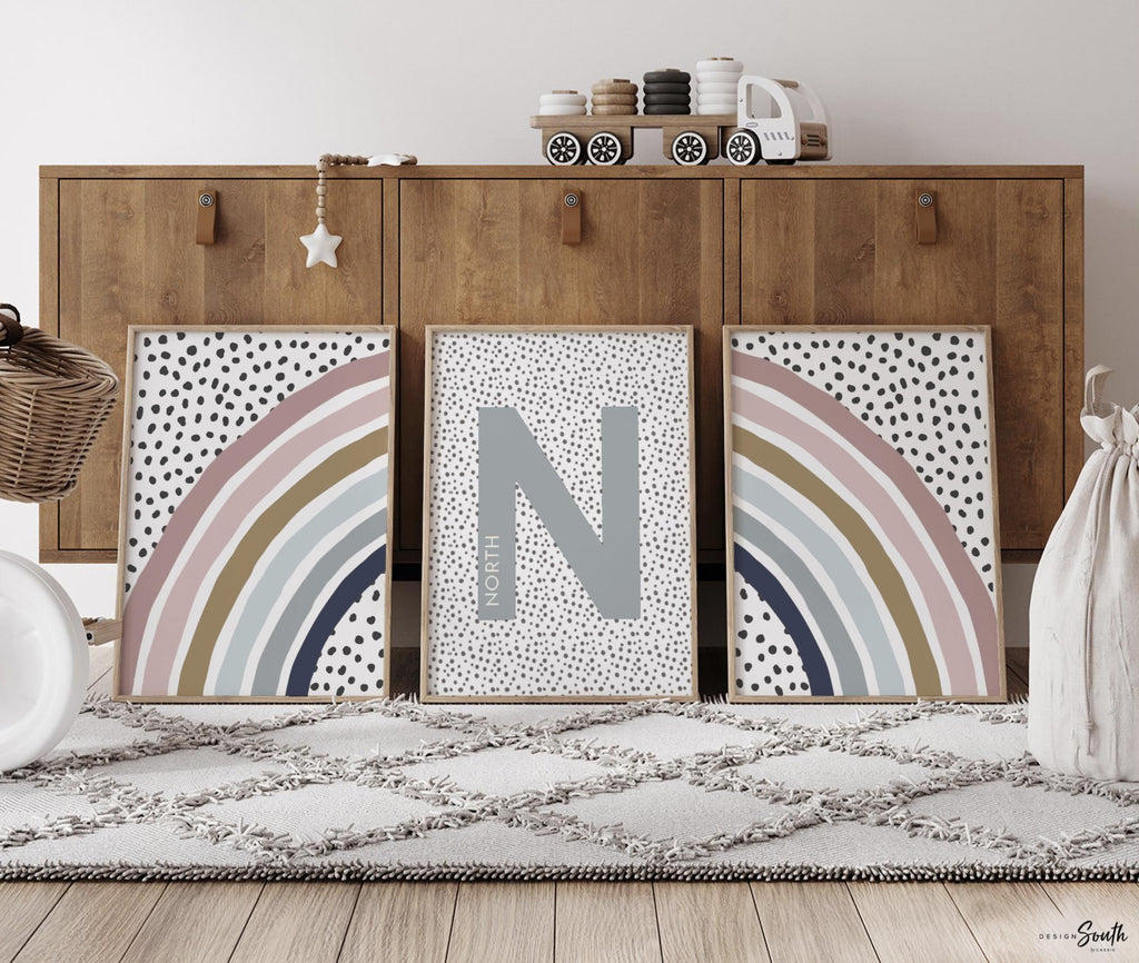 Neutral baby shower gift personalized, boho rainbow, rainbow theme, rainbow wall decor, rainbow nursery decor, mauve nursery gender neutral