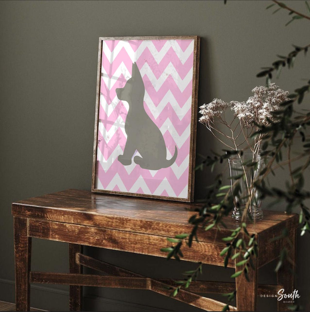 Pink puppy art, girls puppy art, baby girl puppy nursery, girls nursery puppies, girls puppy nursery, pink gray, pink and gray puppy nursery