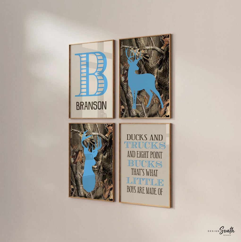 Camo nursery decor, boys nursery decor, buck deer nursery art for boys, camo nursery art, hunting theme, camo nursery, baby blue and camo