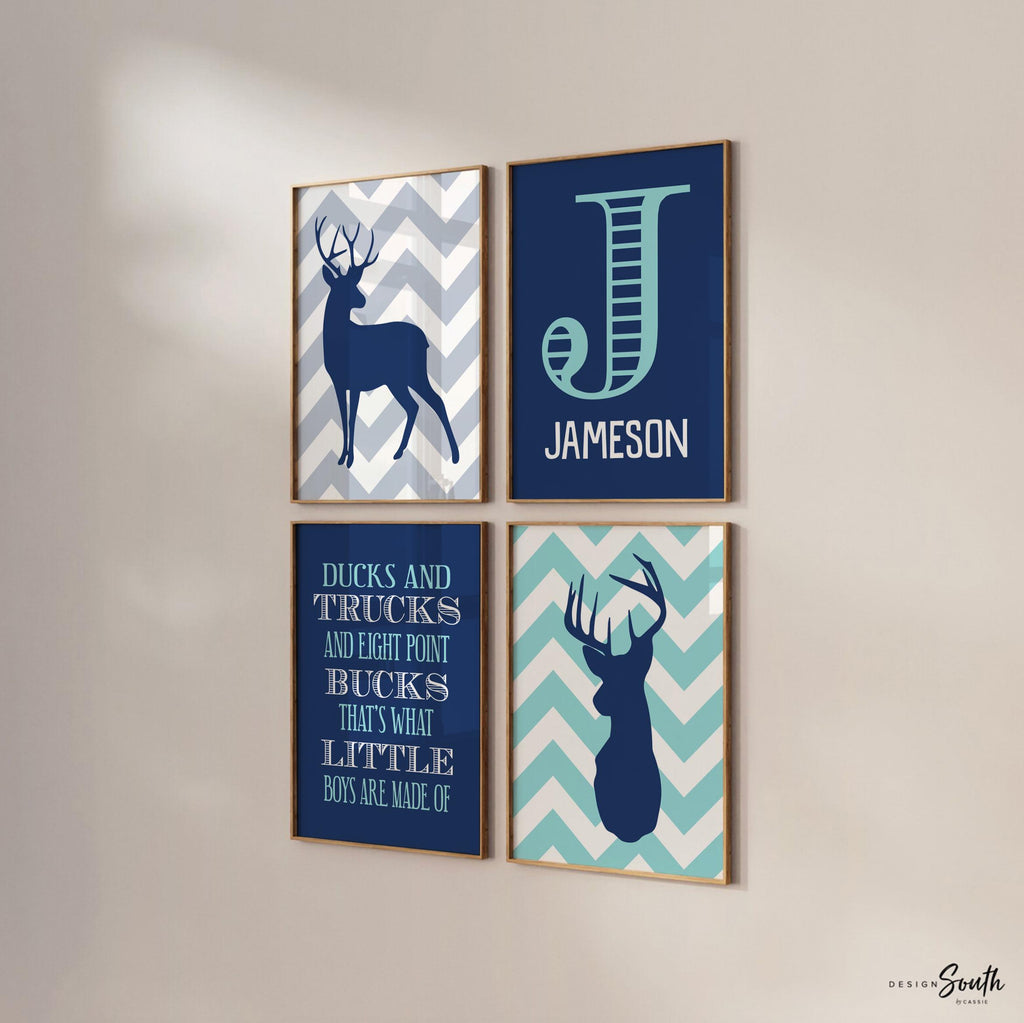 Deer nursery, woodland deer, personalized name, navy deer nursery decor, deer nursery prints wall art, deer wall art, boy hunting bedroom