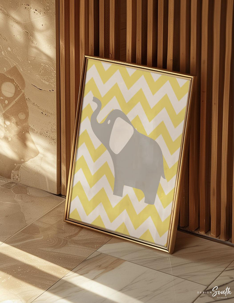 Unisex nursery decor, elephant nursery, yellow and gray nursery decor, gender neutral nursery decor, yellow elephants, you are my sunshine