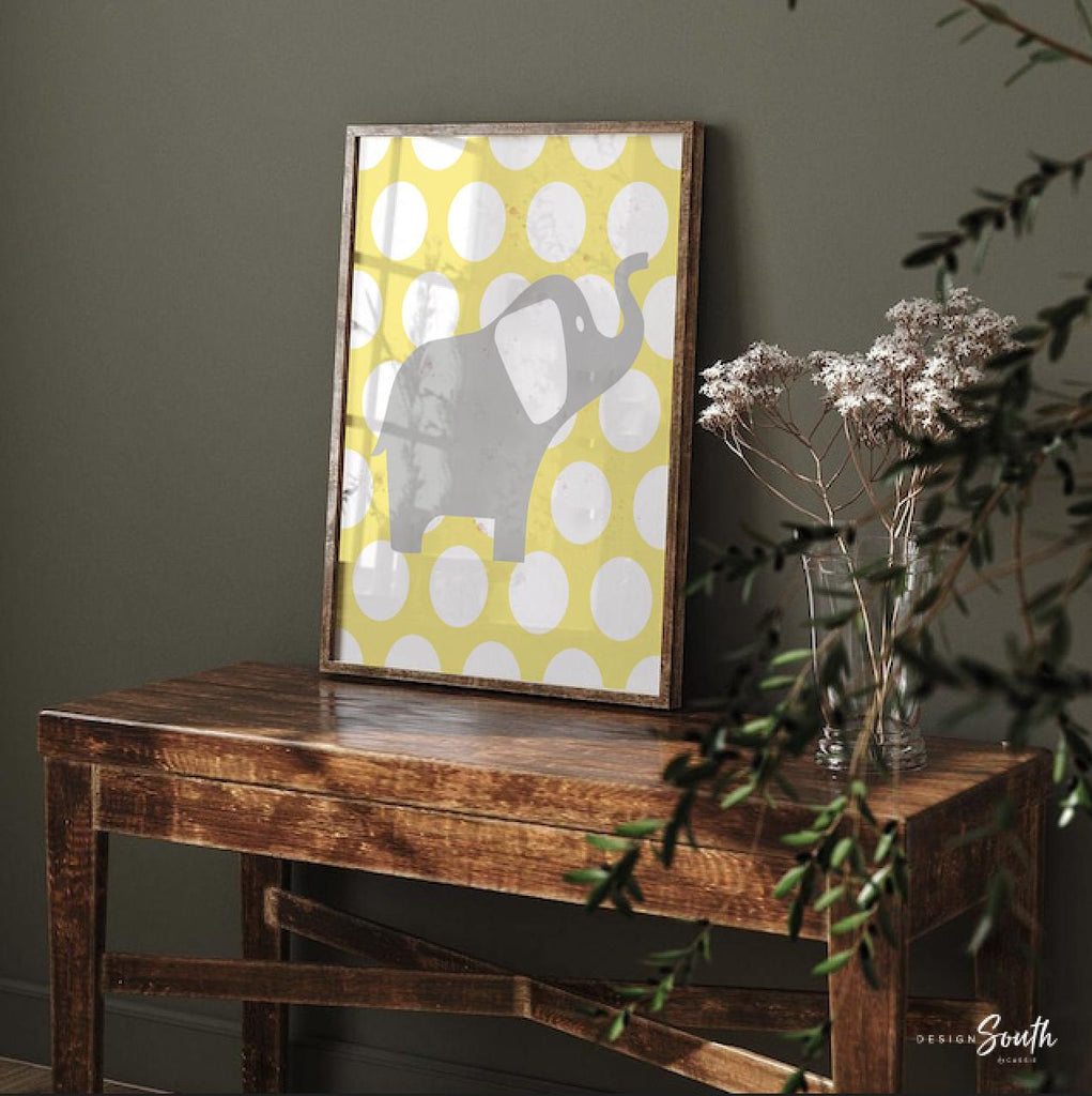 Unisex nursery decor, elephant nursery, yellow and gray nursery decor, gender neutral nursery decor, yellow elephants, you are my sunshine