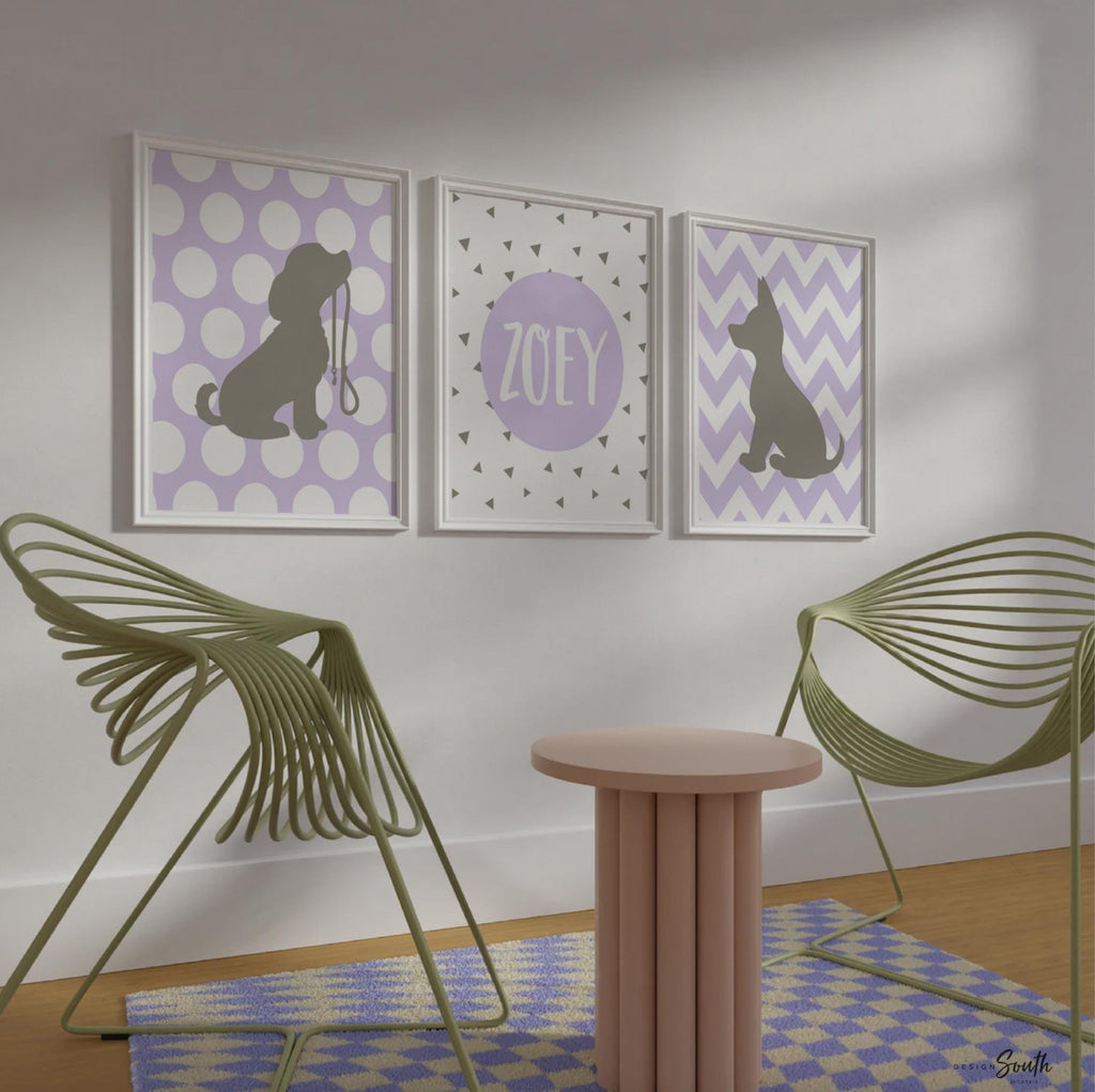 Baby girl nursery puppy dog theme decor, girl personalized puppy nursery decor, girl puppy gift, puppy dog baby shower, puppy birthday gift