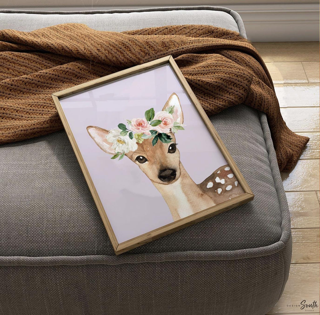 Baby girl nursery purple, lavender nursery art, lilac girls nursery, baby girl wall art, baby girl wall decor nursery woodland flower crown