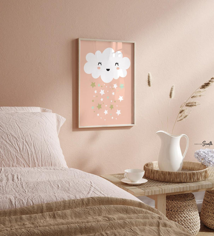 Mint peach and gold nursery, baby girl mint, baby girl peach, gold and peach, moon and stars, star nursery, baby star art, baby star decor
