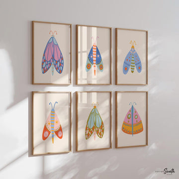 Butterfly art print set, butterfly nursery artwork, nursery print home decor wall art butterfly theme, girls bedroom wall art colorful decor