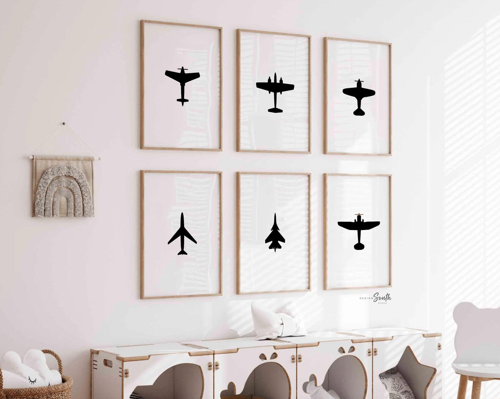 Airplane toddler bedroom wall art, boy bedroom prints airplane themed, plane room decor toddler, boy airplane art set, airplane themed decor
