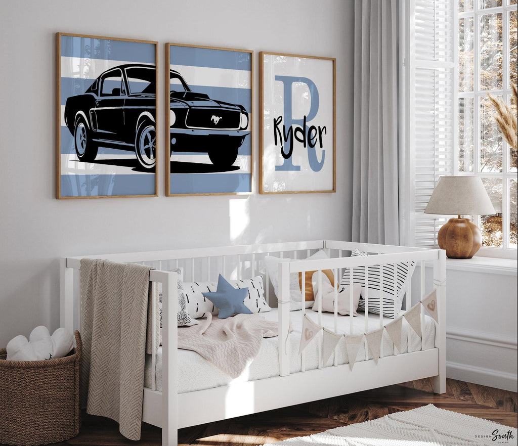 Yellow and gray boys nursery deer hunting wall decor, boys yellow and gray, yellow deer, customized name print hunting baby boy deer decor