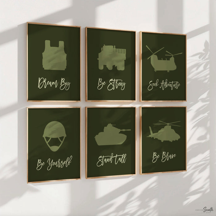 Military Room Decor for Boys — Army Vehicle Wall Art Prints