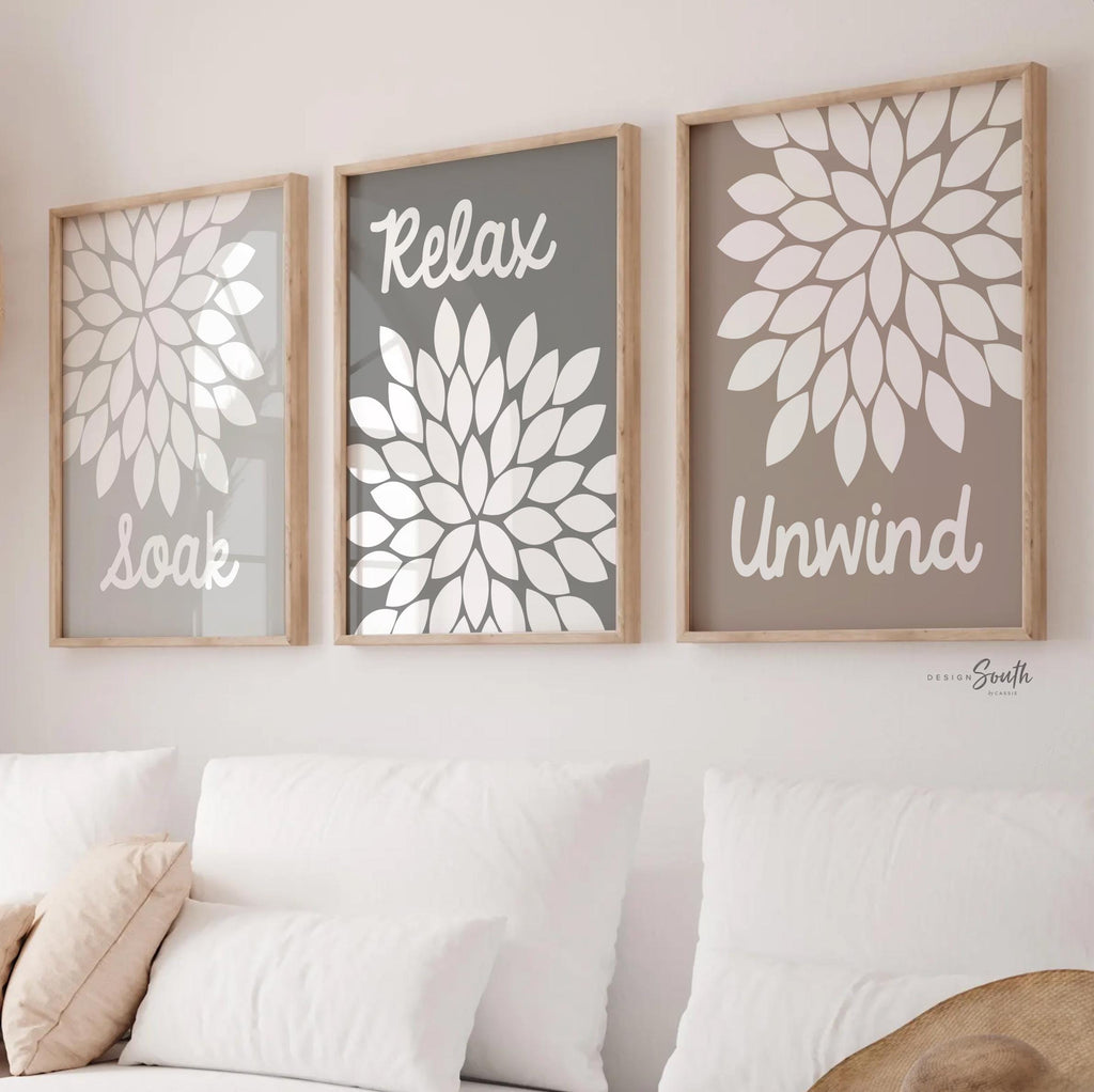 Neutral bathroom decor, spa bathroom wall art, unisex bathroom art, guest bathroom decor ideas, neutral soothing pictures for bathroom wall