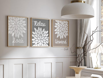 Neutral bathroom decor, spa bathroom wall art, unisex bathroom art, guest bathroom decor ideas, neutral soothing pictures for bathroom wall