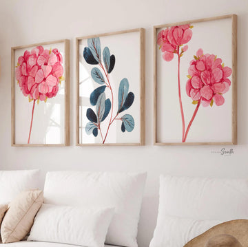 Home decor wall art, adult bathroom, guest bathroom, botanical watercolor wall art prints, bathroom wall decor, floral bathroom, flower art