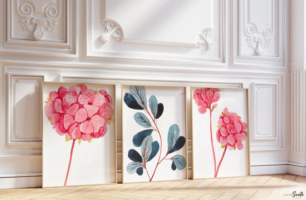 Home decor wall art, adult bathroom, guest bathroom, botanical watercolor wall art prints, bathroom wall decor, floral bathroom, flower art