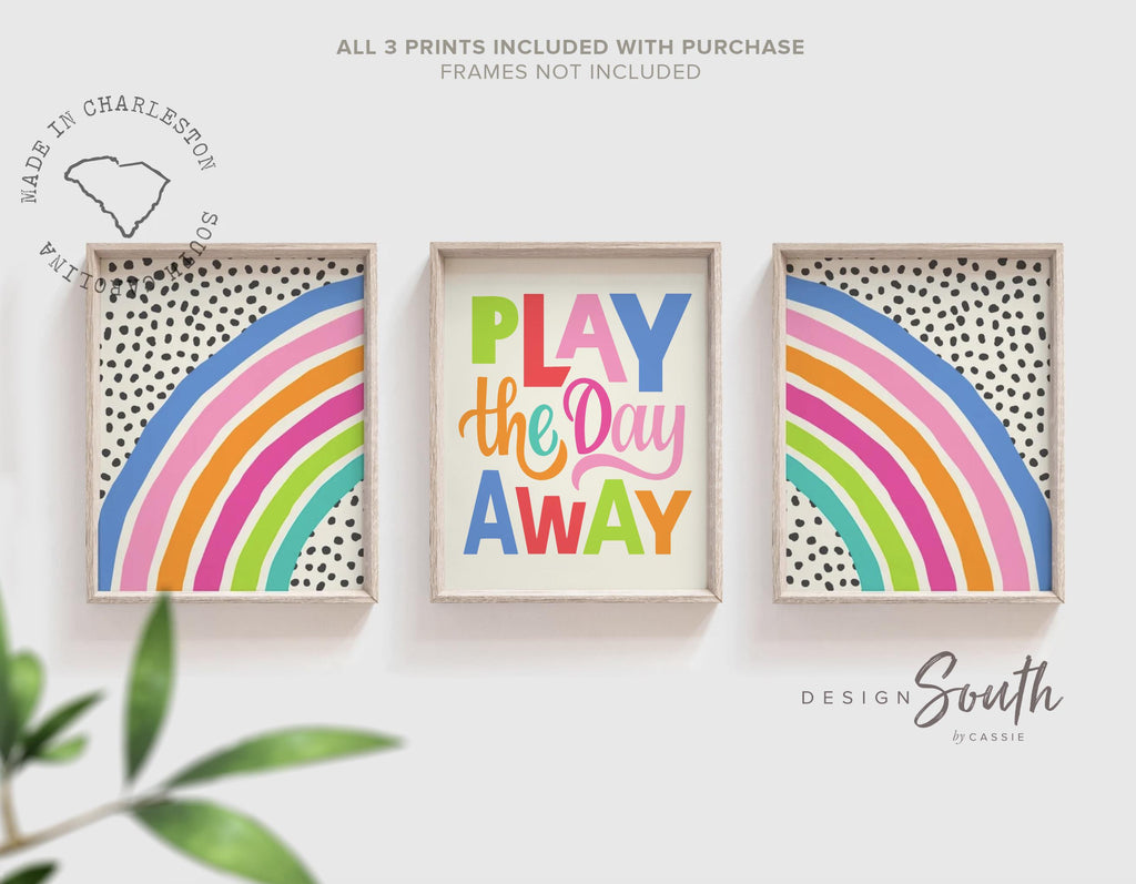 Play the day away, kids play wall art, colorful bright playroom art, bright playroom decor, play art print, kids playroom art, gift for kids