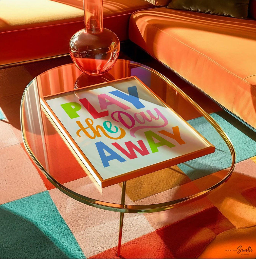 Play the day away, kids play wall art, colorful bright playroom art, bright playroom decor, play art print, kids playroom art, gift for kids