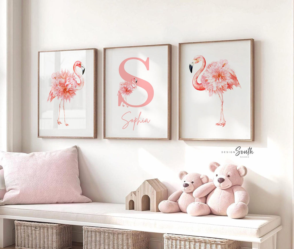 Tropical nursery baby gift, pink flamingos nursery wall, flamingo little girl bedroom, baby girl nursery ideas, themed nursery tropical girl