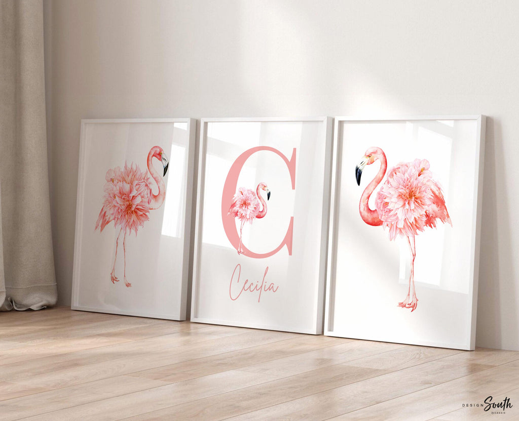 Tropical nursery baby gift, pink flamingos nursery wall, flamingo little girl bedroom, baby girl nursery ideas, themed nursery tropical girl