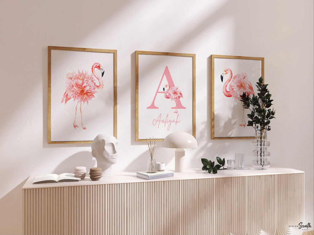 Tropical nursery baby gift, pink flamingos nursery wall, flamingo little girl bedroom, baby girl nursery ideas, themed nursery tropical girl