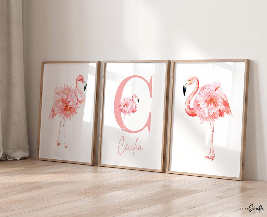 Tropical nursery baby gift, pink flamingos nursery wall, flamingo little girl bedroom, baby girl nursery ideas, themed nursery tropical girl