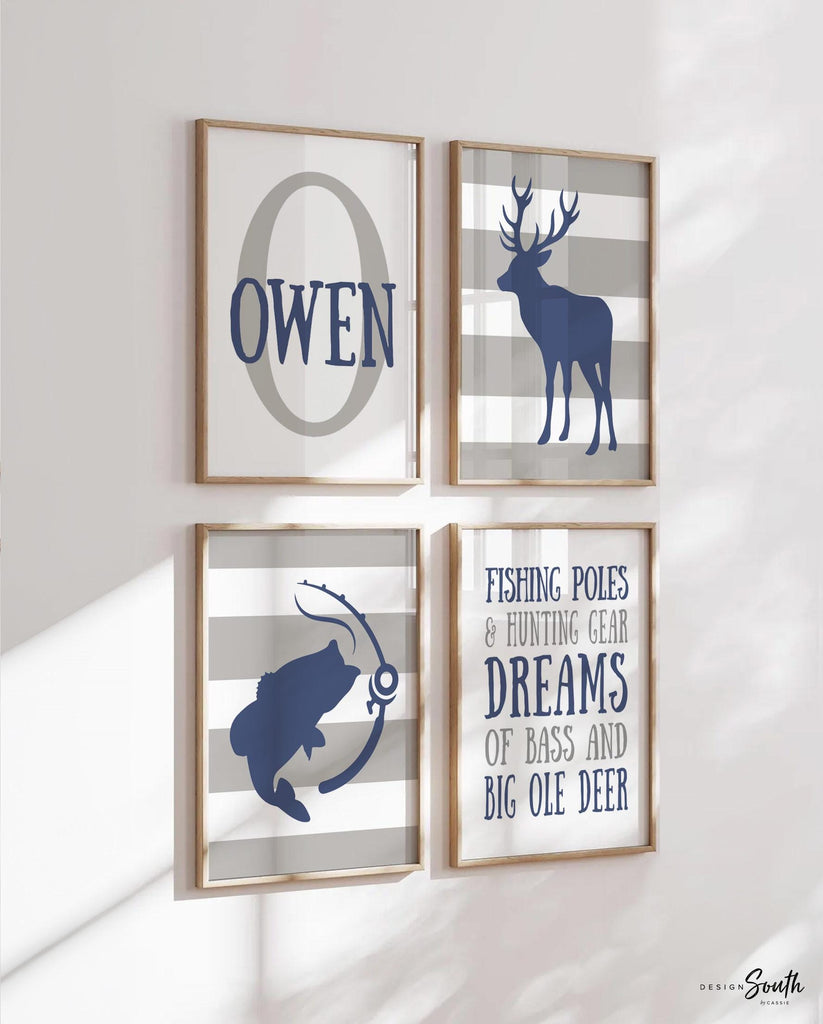 Deer bass kids decor, eight point buck deer nursery decor, bass fishing nursery decor, boys wall art hunting quote, boys bedroom deer fish