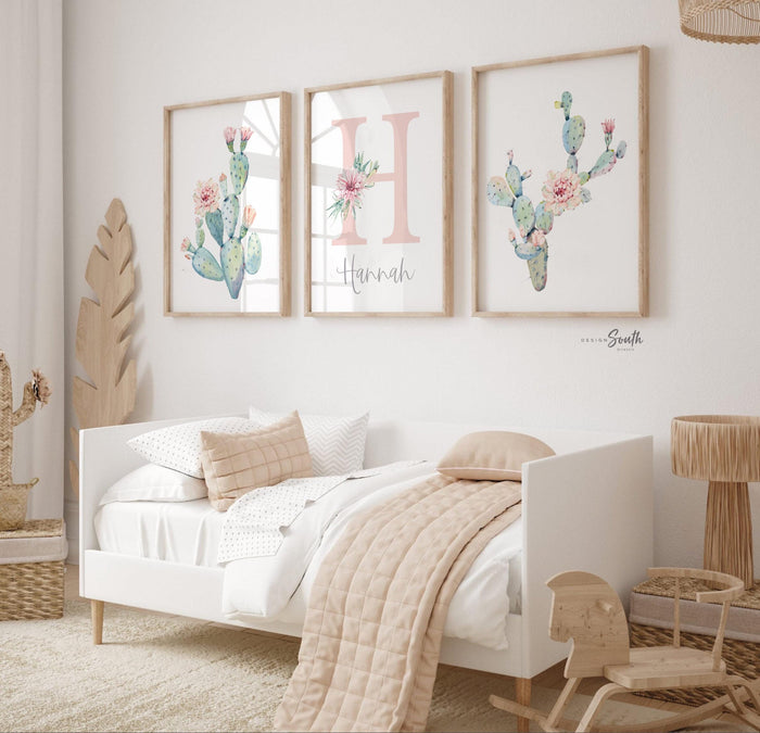 Succulent wall art print, mauve bathroom decor, ideas for bathroom decorating, cactus blooms theme, mauve bathroom art for adult or children