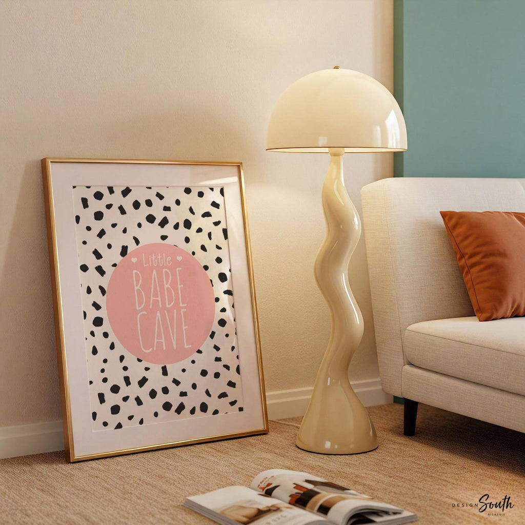 Dalmatian dot speckle pattern, little babe cave, babe cave, monochrome nursery decor for girl, modern nursery art, boho baby girl wall print