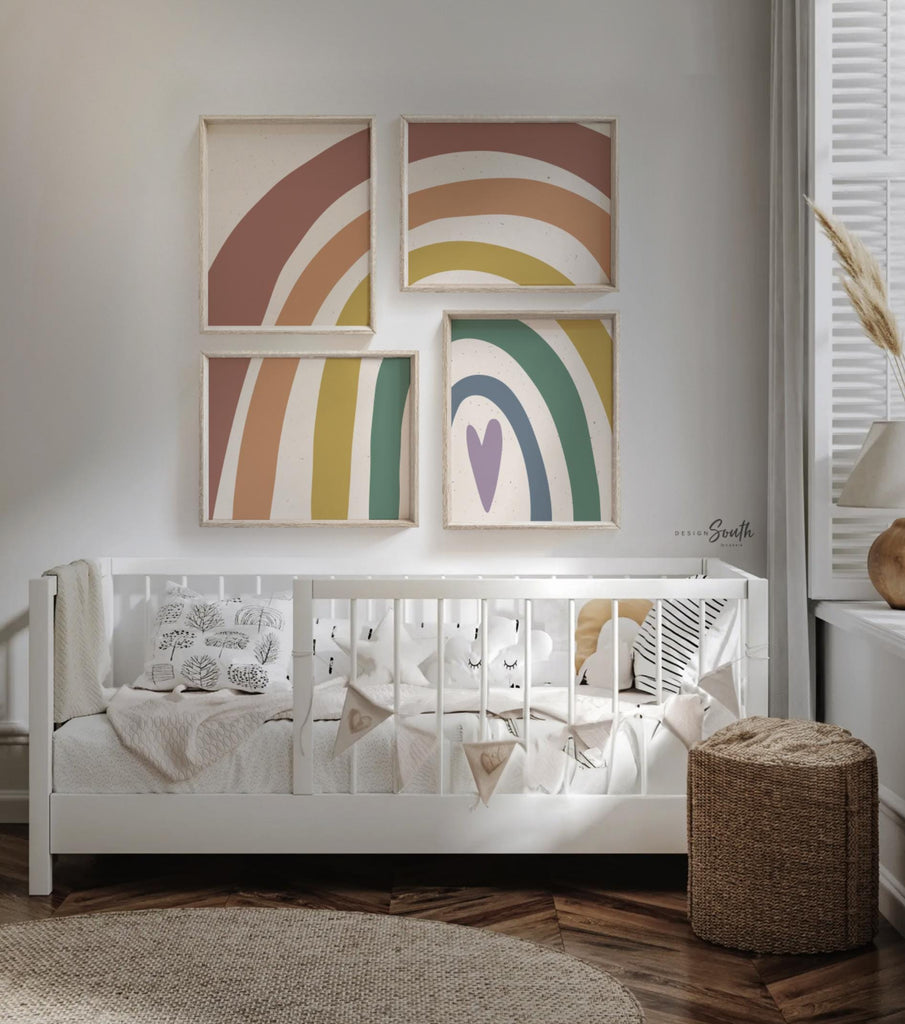 Neutral nursery decor earthy neutral tones, kids neutral playroom wall art, neutral boho rainbow for kids baby children, art gender neutral