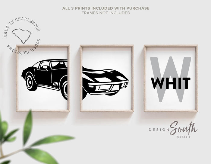 Personalized 1963 Corvette Art Print Set: Boys Room Decor