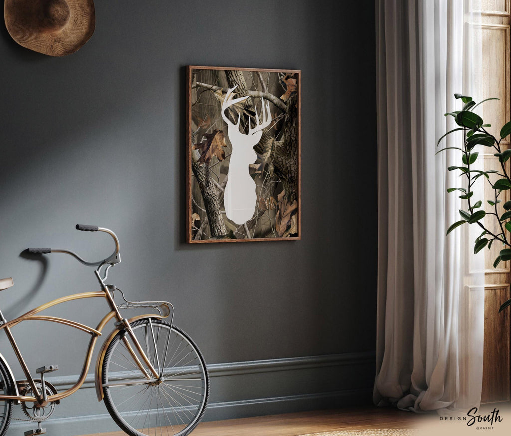 Deer nursery decor, camo hunting wall art, boys room crawl walk hunt prints, rustic deer art for kids bedroom, hunting decor for kids room