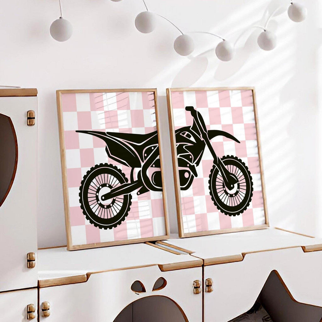 Pink bike, motorbikes, dirt bike racing art for girls, moto girl, personalized girls motocross print, motocross decor for girls bedroom wall