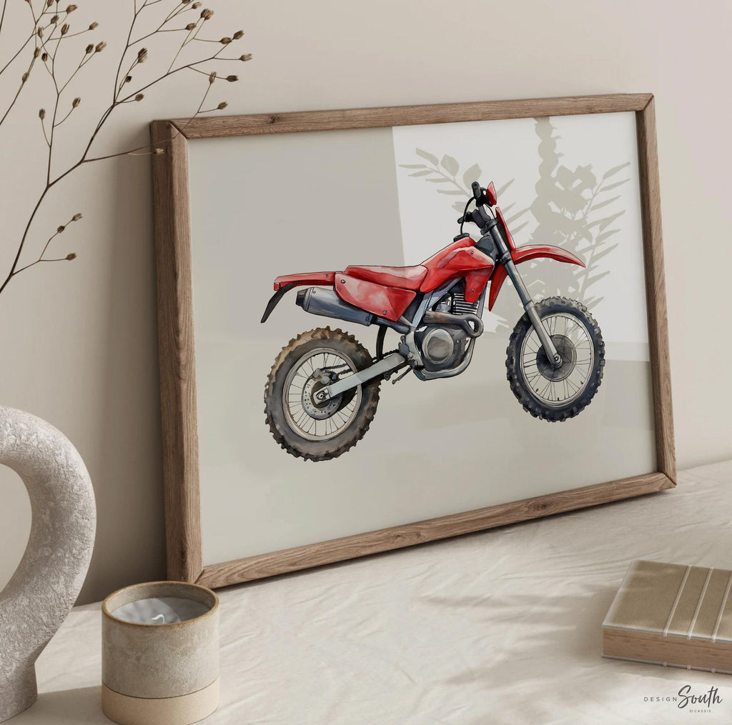Dirt bike wall art set 6, motocross prints boys room nursery, dirt bike bedroom decor, motocross racing wall art gift, dirt bike collection