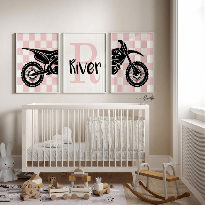Pink bike, motorbikes, dirt bike racing art for girls, moto girl, personalized girls motocross print, motocross decor for girls bedroom wall