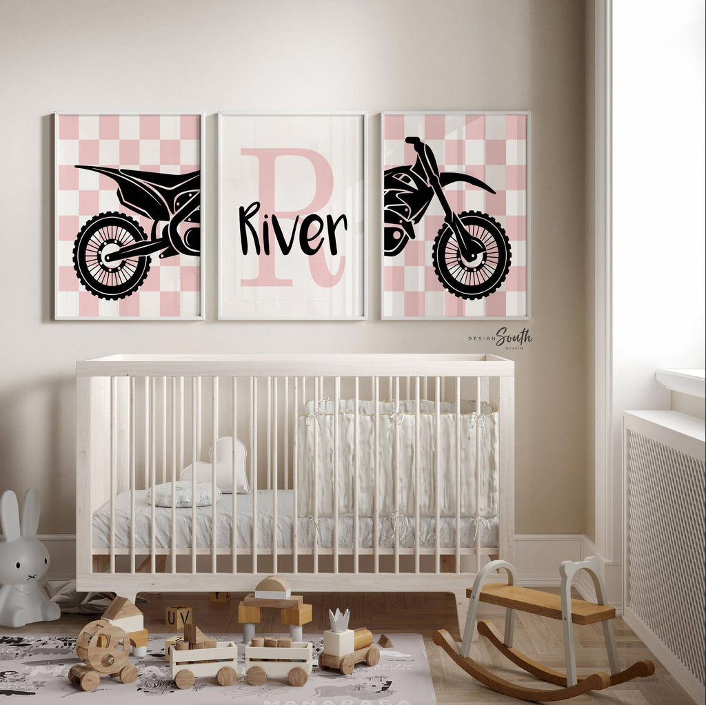 Pink bike, motorbikes, dirt bike racing art for girls, moto girl, personalized girls motocross print, motocross decor for girls bedroom wall