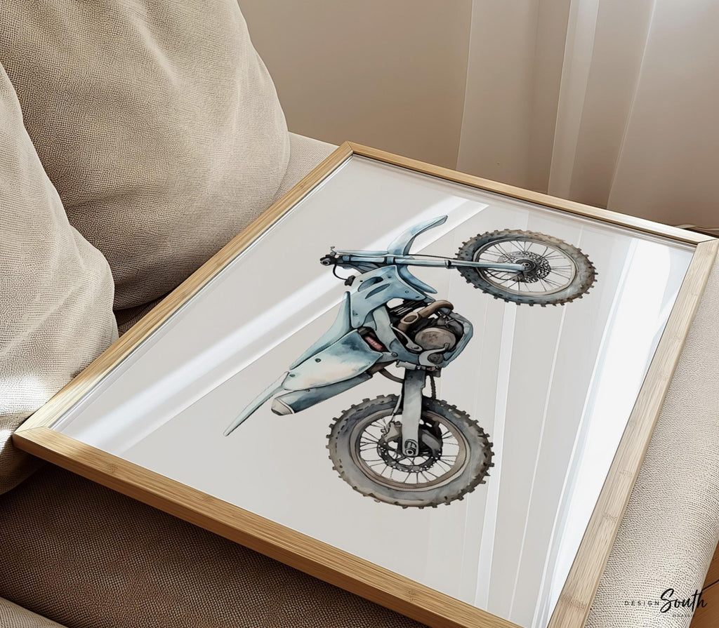 Dirt bike wall art set 6, motocross prints boys room nursery, dirt bike bedroom decor, motocross racing wall art gift, dirt bike collection