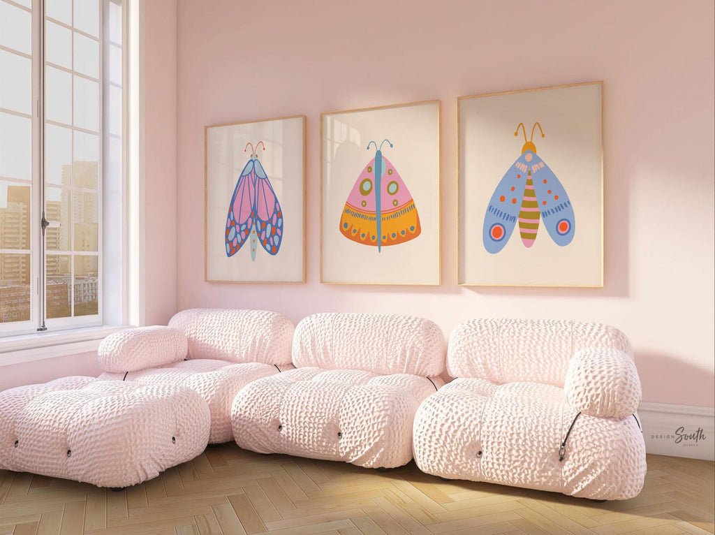 Butterfly Wall Art Set: Modern Colorful Kids Room Decor