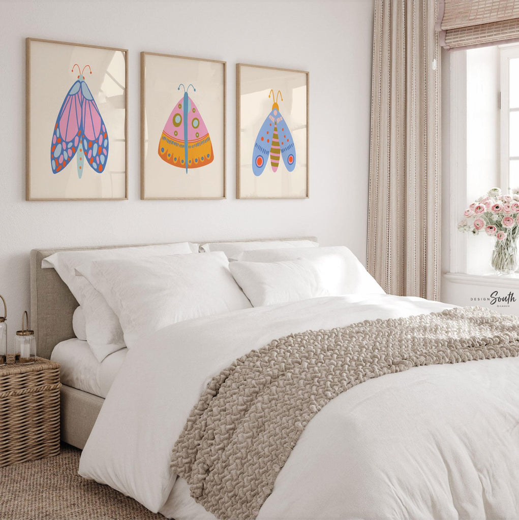 Butterfly Wall Art Set: Modern Colorful Kids Room Decor